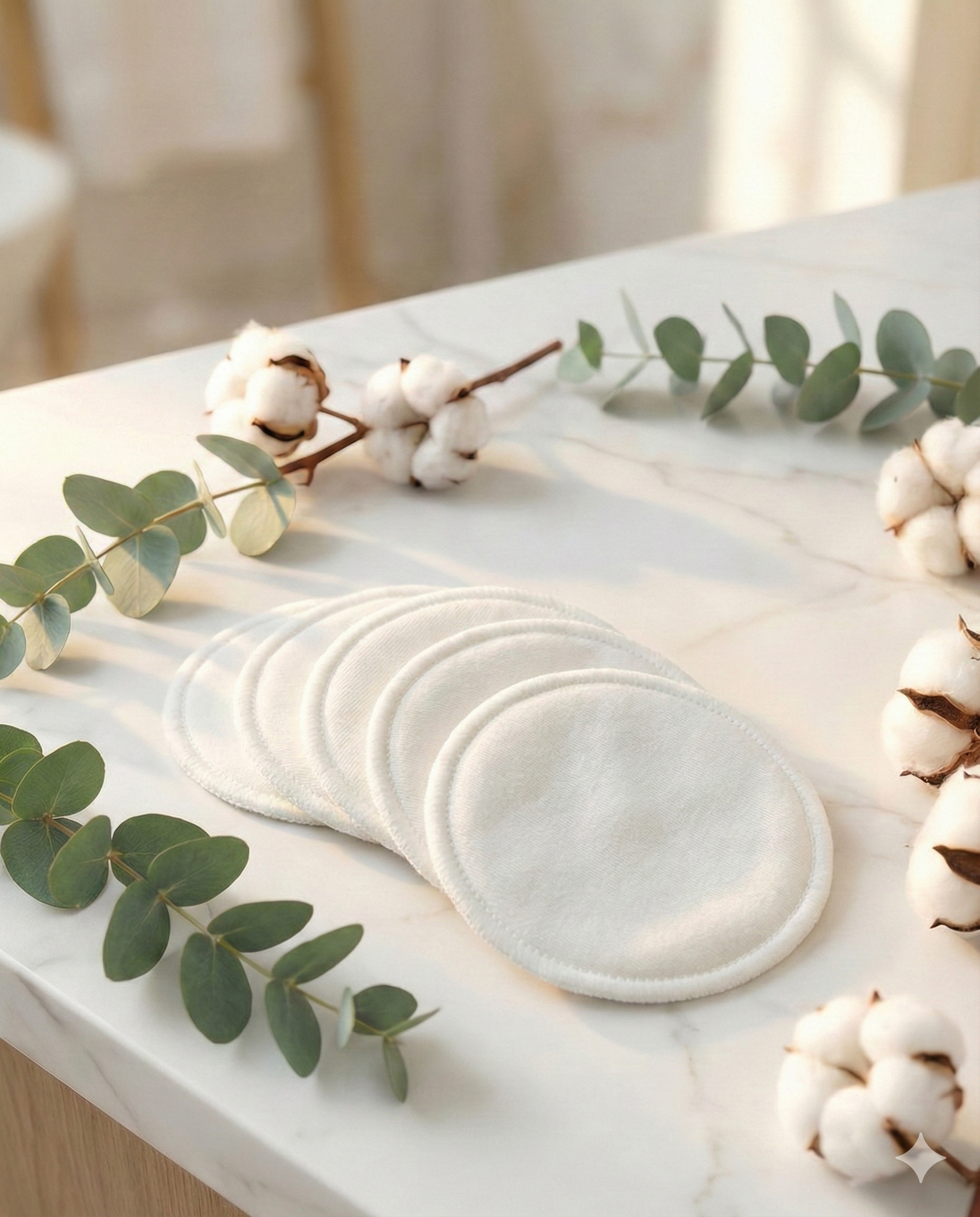 5 adet vegan bambu makyaj temizleme pedi – beyaz | 8 cm |